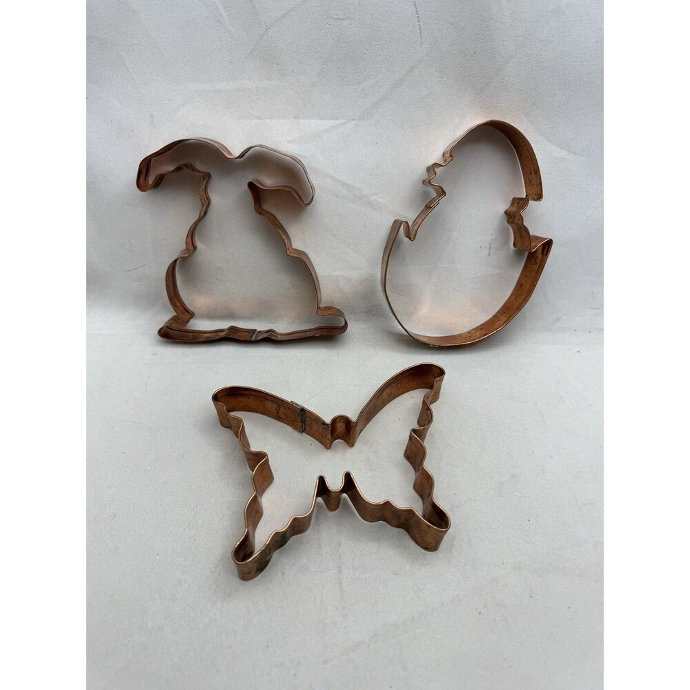 Copper Cookie Cutter Lot Of 3 Bunny Rabbit Egg Easter Butterfly Hatching Chick